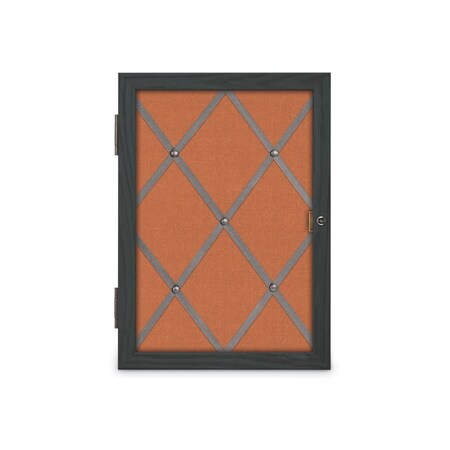 United Visual Products Sliding Door 12" Wood Framed Display Cas, UVDC1652-OAK-MEDGRY UVDC1652-OAK-MEDGRY